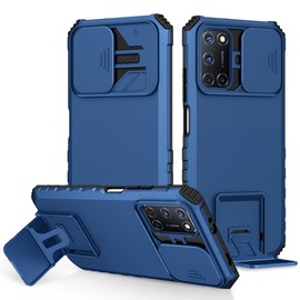 Vokuha Case for Oppo A92 Case, Oppo A72 Case, Oppo A52 CPH2059 Case with Slide Camera Lens Kickstand Military-Grade Bumpers Armor Shockproof Protective Cover for Oppo A92 Blue
