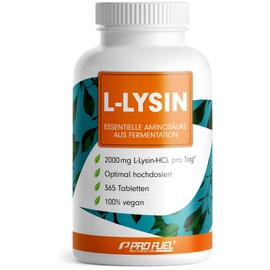 L-lysine tablets 365x - optimally high dose with 2000 mg lysine HCL per day, of which 1600 mg pure L-lysine - essential amino acid from fermentation - 100% vegan - laboratory tested with certificate