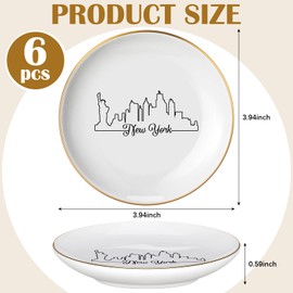 Tondiamo 6 Pcs New York Jewelry Dish New York Souvenirs and Gifts Nyc City Ceramic Trinket Dish Wedding Bridesmaid Gifts for Wedding Party Favor Rings Earrings Necklaces Bracelet Watch Keys