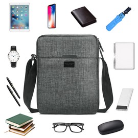 flintronic Men's Shoulder Bag, Waterproof Messenger Bag with Adjustable Strap, Lightweight Work Bag with Multiple Pockets, Crossbody Bag for Working Shopping Travel Daily Use(Grey)