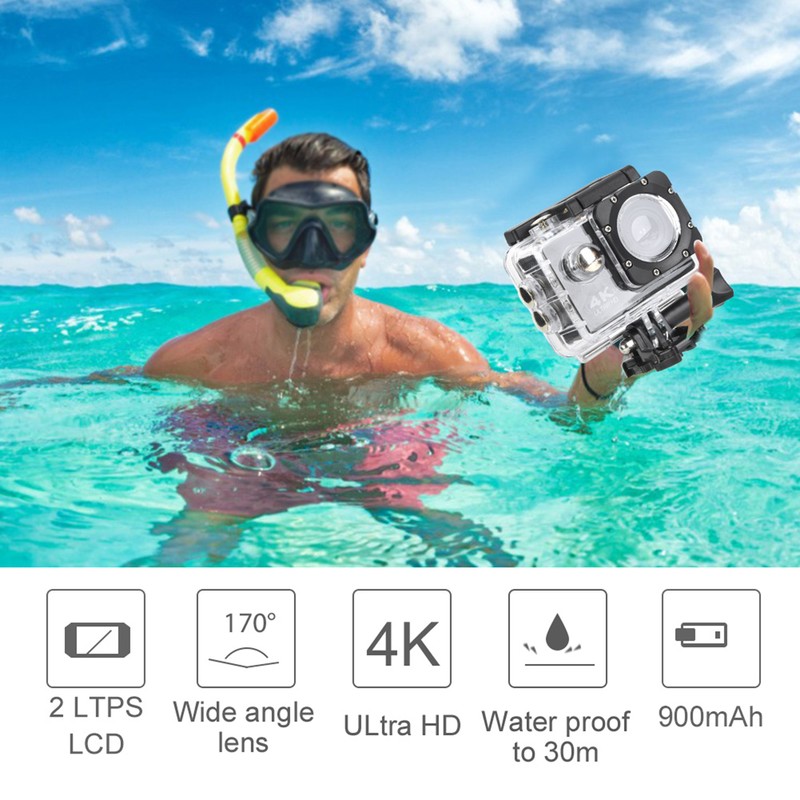 4K 30FPS 2.0inch LCD Screen Action Camera Underwater 30M Waterproof
