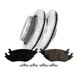 PM Auto Set of 6 Rear Drilled Slotted Disc Brake Rotors-Ceramic Brake Pad kit For 2011-2018 Ram 1500