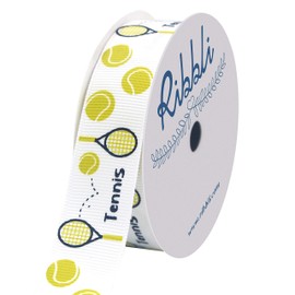 Ribbli Grosgrain Tennis Craft Ribbon,7/8-Inch x 10-Yard,Yellow/White/Black,Use for Team Hair Bows,Wreath,Sport Lanyards,Gift Wrapping,Party Decoration,All Crafting and Sewing