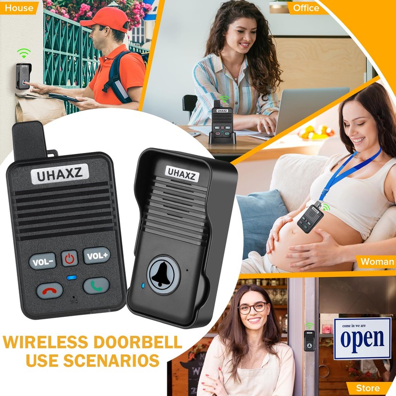 UHAXZ Wireless Doorbell, Full Duplex Doorbell Wireless, 1000ft Long Range,