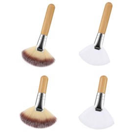 4Pcs Fluffy Facial Brushes Esthetician Fan Brushes Esthetician Short Handle Fan Brush Soft Bristle Highlighter Brush Face Makeup Tools for Powder Blush Body Powder Brush