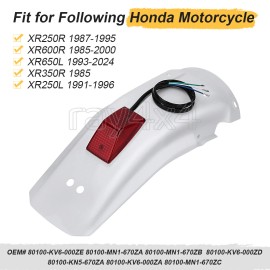 M MATI Rear Fender w/Tail Light For Honda XR600R XR650L XR250R XR250L Plastic Mud Guard