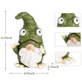 Xintim Outdoor Garden Frog gnome Statue,Garden Gnomes Outdoor Figurine,Garden Sculptures & Statues,Decoration for Outside Yard Lawn Patio Porch Home Decor,Green nomes knome Ornament