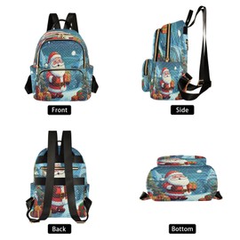 ALAZA Pine Tree Santa Claus Snow Xmas Women Backpack Purse Ladies Fashion Shoulder Bag Daypack Travel Bag 10L