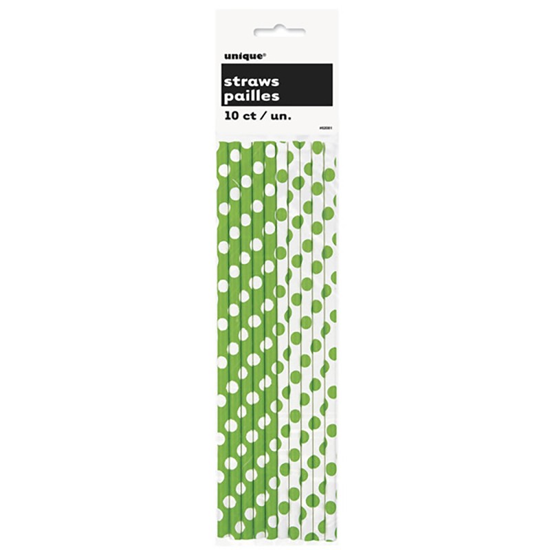 Paper Straws 10/Pkg-Midnight Black Decorative Dots
