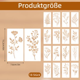 Pack of 18 Stencils for Painting on Wood, Reusable Flower Stencils, Painting and Craft Templates, Art and Drawing Templates, DIY Crafts, Flower Stencil for Painting on Wood, Walls and Furniture