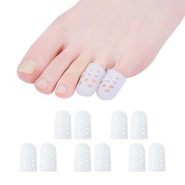 Pinky Toe Caps, Breathable Toe Protector Small Toe Cover Sleeves 10 Pcs with Holes, Provides Relief from Corns, Blisters, Sores, Reduce Friction and Rubbing