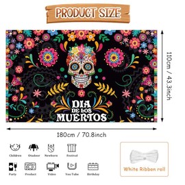 AIBIIN - Telón de fondo de día de los muertos, fiesta mexicana, calavera de azúcar, caléndula, fondo de fotografía de Dia DE Los Muertos, suministros 