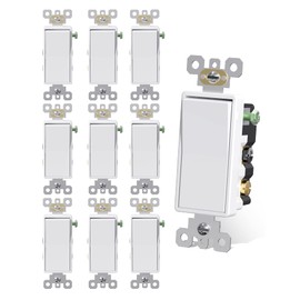 AIDA 4 Way Switch Decorative Light Switch, 15Amp, 120/277 Volt, 4 Way Decorative Light Rocker Switch Replacement, Self-Grounding, Residential and Commercial Grade, UL Listed (10 Pack, Glossy White)