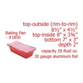 KitchenDance Disposable 2 Pound Closable Loaf Pan w/Colored Lids #1850L (Red, 50)