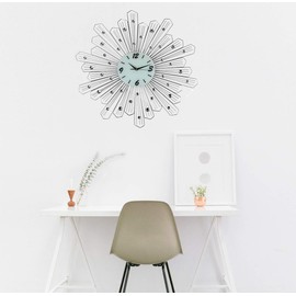 Large Silver and Crystal Sunburst Wall Clock