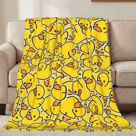 Jbofyee - Manta de forro polar de patos de goma para todas las estaciones, ultrasuaves y cálidas, color amarillo para el hogar, cama, sofá, silla, viajes al aire última intervensión, camping, 60 x 50
