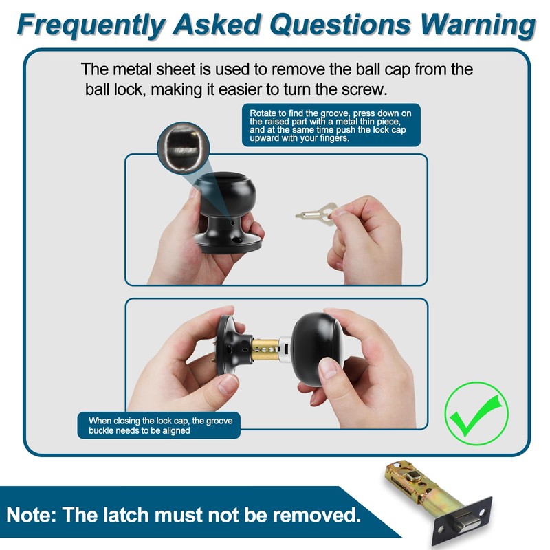 RAZCC Passage Door Knobs, 10 Pack Matte Black Door Knobs,