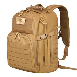 AZULDEZ 40L Military Tactical Backpack for Men, Molle EDC Daypack Work Backpack for Hiking, Army 3 Days Assault Pack & Bug Out Bag with Water Bladder Compartment (05-Khaki)