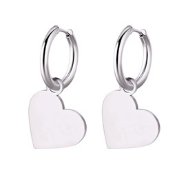 KKJOY Love Heart Pendant Earrings Stainless Steel Hoop Earrings Drop Dangle Earrings Jewellery Gifts for Women Girls