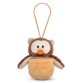NICI 48932 Reversible Cuddly Toy Owl Oscar in Nest 12 cm Yellow with Loop Soft Plush Toy Cute Plush Toy for Cuddling and Playing, for Children and Adults, Great Gift Idea