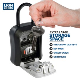 Key Lock Box for Keys with Code, 4 Digit Combination Lockbox for Keys Outdoor, Portable, Waterproof, Realtor Lock Box (Gray, 1 Pack)