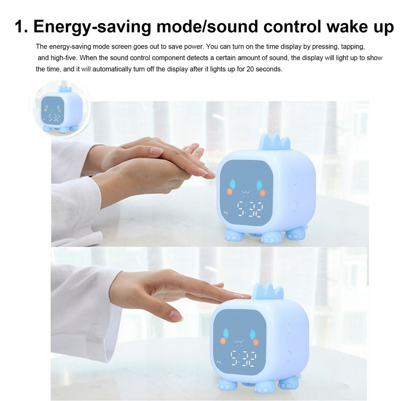 LED Alarm Clock Mini Portable Voice Control Temperature Display USB