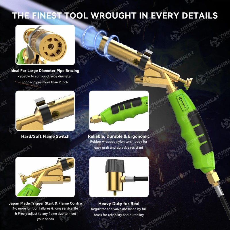 TURBOHEAT Propane Torch Hand Hose Heavy Duty MAPP Gas Torch