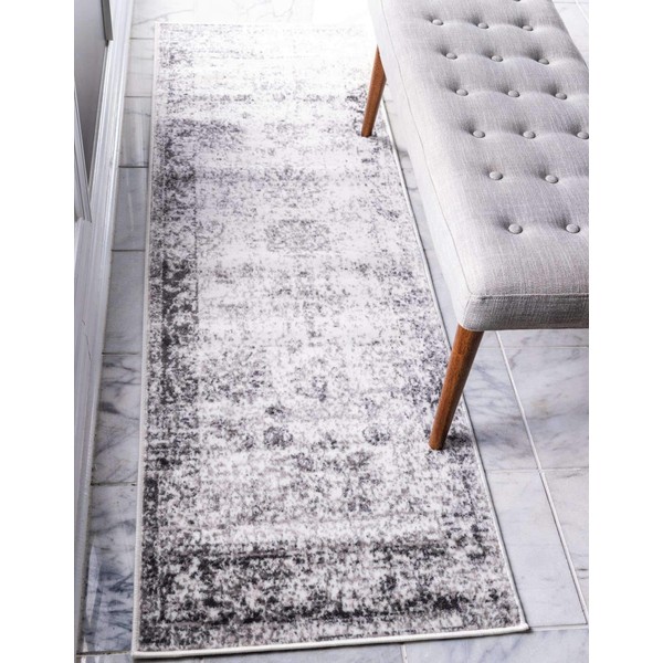Unique Loom Sofia Collection Traditional Vintage Gray Runner Rug (2' x 7')