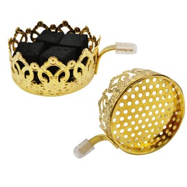 Hookah Charcoal Holder KKDUCK Reusable Metal Hookah Coal Heater for SHIAHA Accessories Hookah Heat Management System Crown Style (Gold)