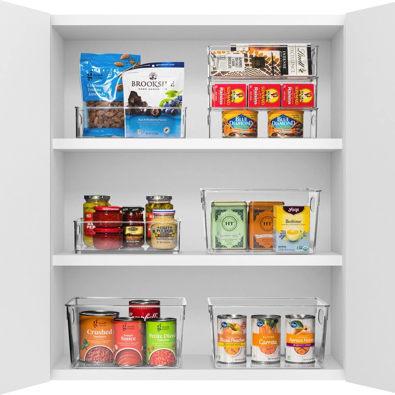 Sorbus Clear Plastic Fridge Organizer Bins, Versatile Kitchen, Cabinet, Food