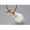 Dandelion Leather Necklace Bird Real Boro Glass & Dandelion