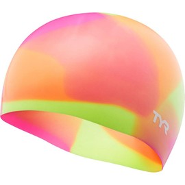 TYR Junior Tie Dye Swim Cap, Yellow/Pink/Orange, One Size