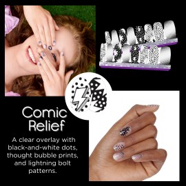 Color Street Comic Relief Nail Polish Strips Set OVERLAY Clear Black Pattern NEW