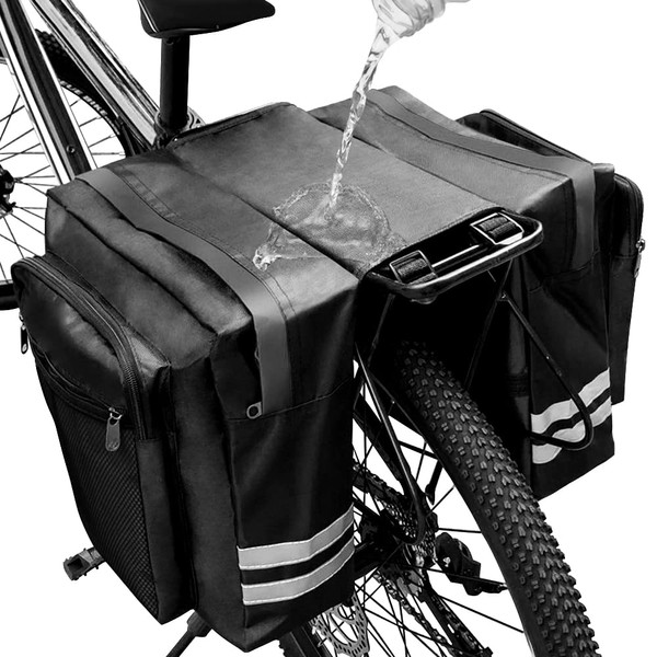 KLERICER Bike Rear Rack Double Pannier Bag, 30L Waterproof Bicycle