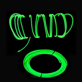 AoDowKate El Wire, electroluminiscencia de flash de neón verde de 3 m, alambre de corte, diseño de bricolaje, decoración de fiesta navideña