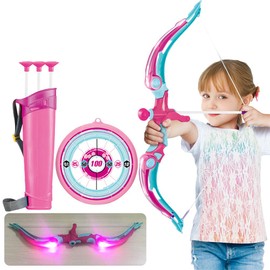 Children Archery Set Including Board Arrow Holder Suction Cup Arrows and LED Lights Bow for Children Indoor Outdoor Game