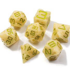 Cheese D&D Dice Set with Swiss Holes | DND/TTRPG 7 Piece Polyhedral Resin Set (Moldy)