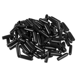 sourcing map 100pcs Rubber End Caps 2mm ID Vinyl Round Tube Bolt Cap Cover Screw Thread Protectors Black