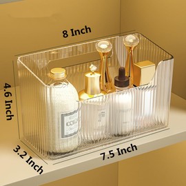 MAKIOTEKO 2 Pack Plastic Wall Mount Storage Organizer, Adhesive Mount Cabinet Door Organizer Wall Organization Container Hanging Basket Bins for Bathroom Kitchen Office Bedroom