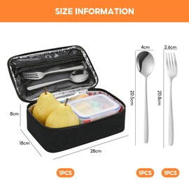 KUIZHEN Insulated Lunch Bag 4.5L, Small Lunch Bag with Spoon and Fork, 28 x 18 x 8cm Insulated Lunch Box, Lunch Bags for Men with Handle for Work, School, Picnic Outdoor