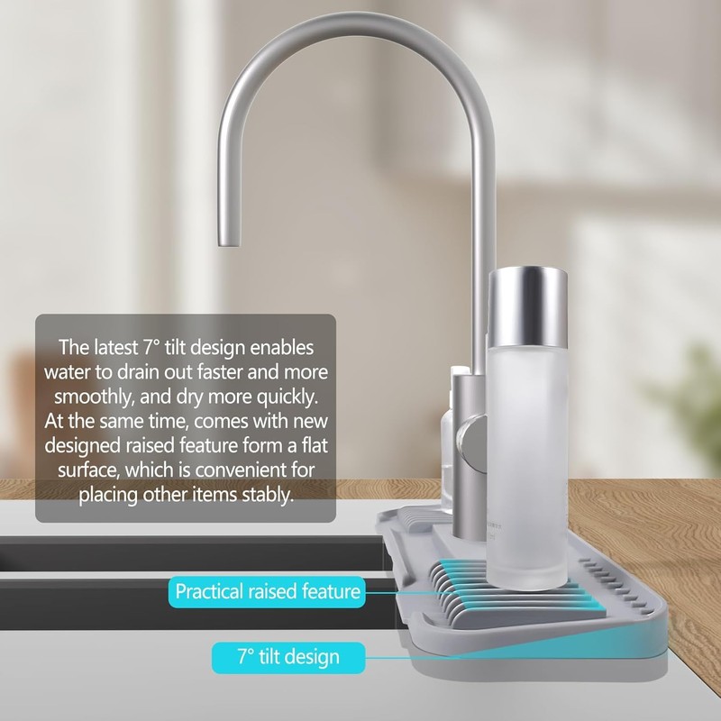 2nd Generation Silicone Faucet Mat, Kitchen Silicone Faucet Drip Catcher