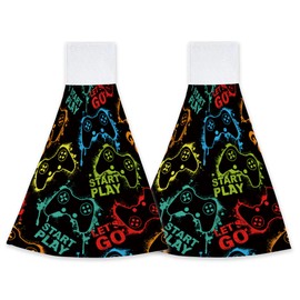 CIAIDU Gampad Gamer Hand Towels Hanging Kitchen Towels 2 PCS Dish Towel Fast Drying Hanging Tie Towels for Bathroom Home 12x17 Inch