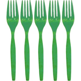 Maryland Kelly Green Plastic Forks (Pack of 50) - Disposable Plastic Flatware, Perfect Party Supplies for Birthday, Baby Shower, Home Use, Dinner & More Events