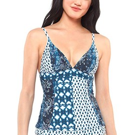 Jessica Simpson Parte Inferior de natación Reversible para Mujer, Tankini Azul Marino, M