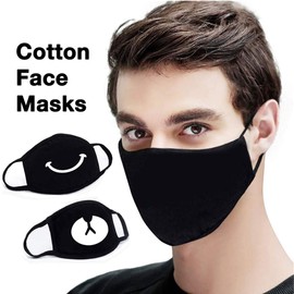 Washable Face Mask Anti Pollution Cotton Masks Reusable Mouth Mask (Black)
