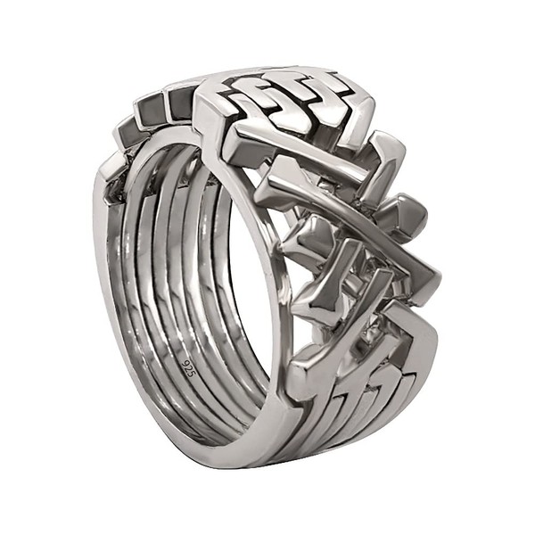 Dual 4+4 Band Twins Handmade Turkish Puzzle ring 8 pieces