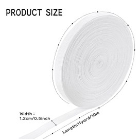 salbsever 10Yard Elastic Band for Sewing, 1/2 Inch White Width Flat Elastic Cord for Sewing Elastic Bands for Crafts Waistband Pants Waist Masks Braided Stretch Strap (10 Yard 1/2 Inch White)