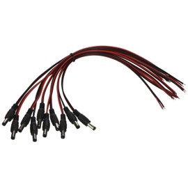 iMBAPrice iMBA-CCTV-PGTM-10 CCTV Security Camera DC Male Power Plug Pigtail Cable - Pack of 10 (Black/Red)