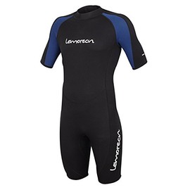 Lemorecn Wetsuits Adult's Premium Neoprene Diving Suit 3mm Shorty Jumpsuit (3035blackblueS)