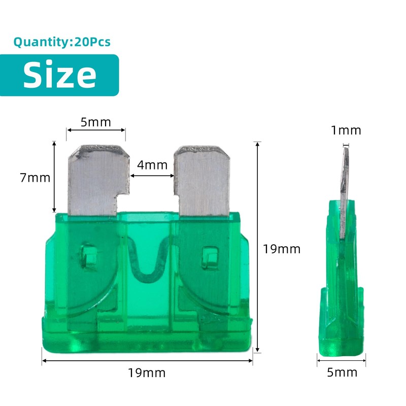 30 Amp Fuses 20Pcs Stanbdard, 30A Car Fuse Blade for